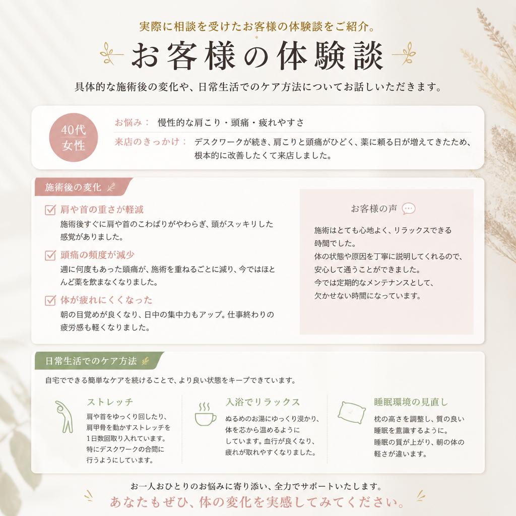 個別相談での体験談