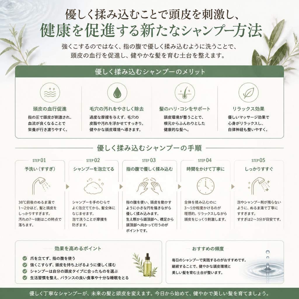 2. 指で擦らない新しいシャンプー法