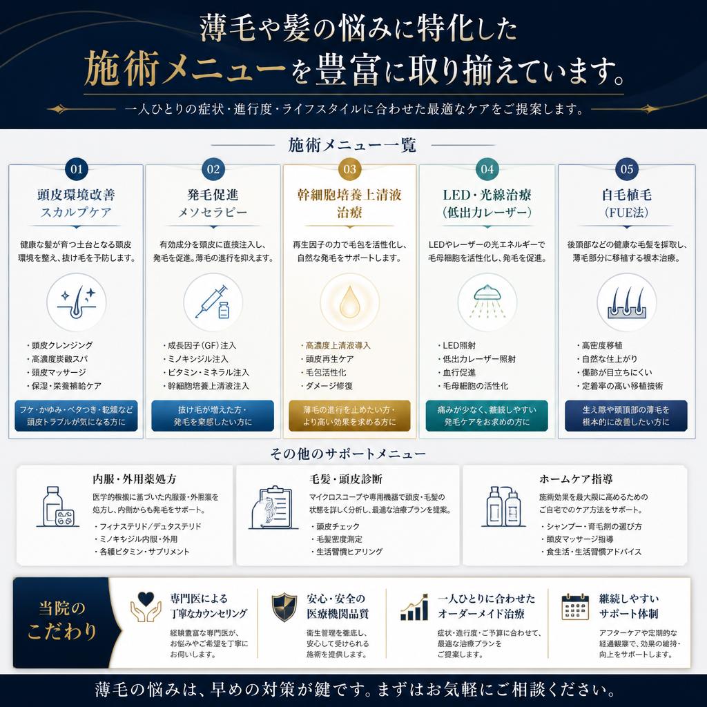 薄毛対策の具体的な施術メニュー