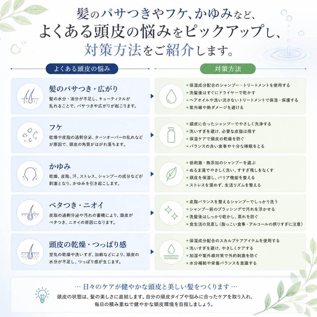 よくある頭皮の悩みと解決法