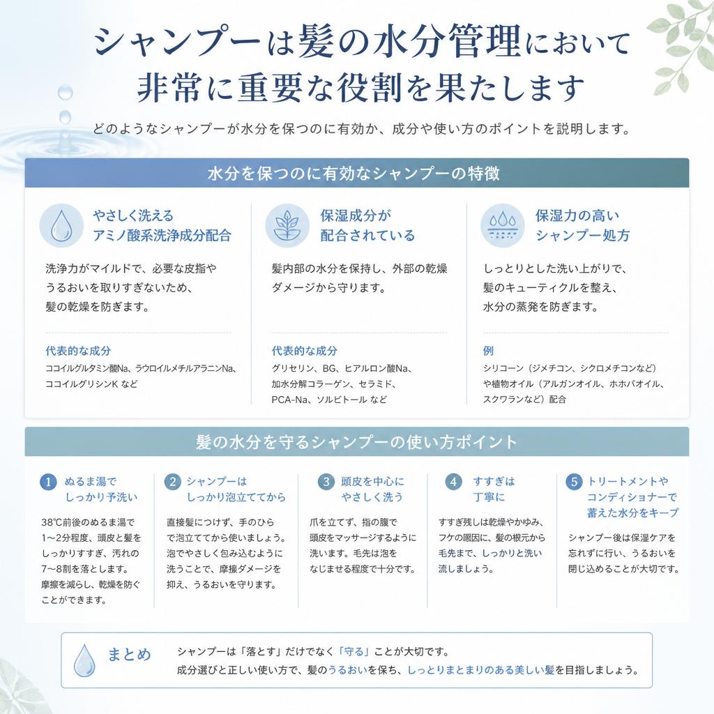 水分補給のための理想的なシャンプー選び