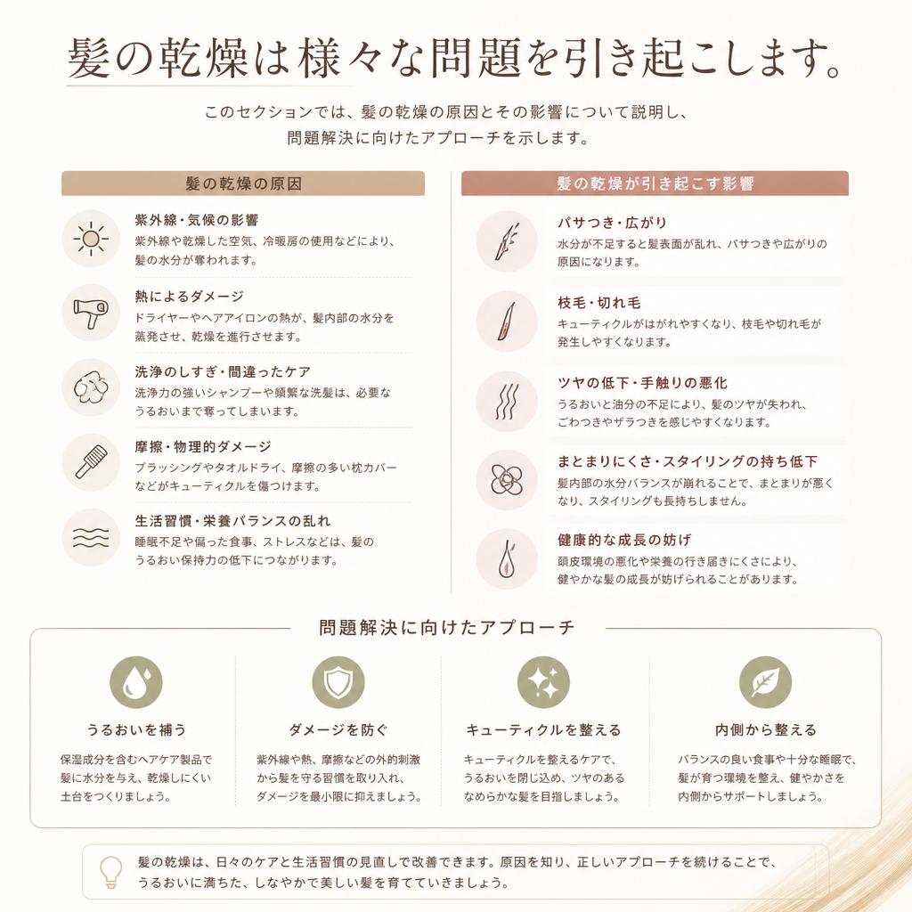 水分不足が引き起こす髪の乾燥とは?