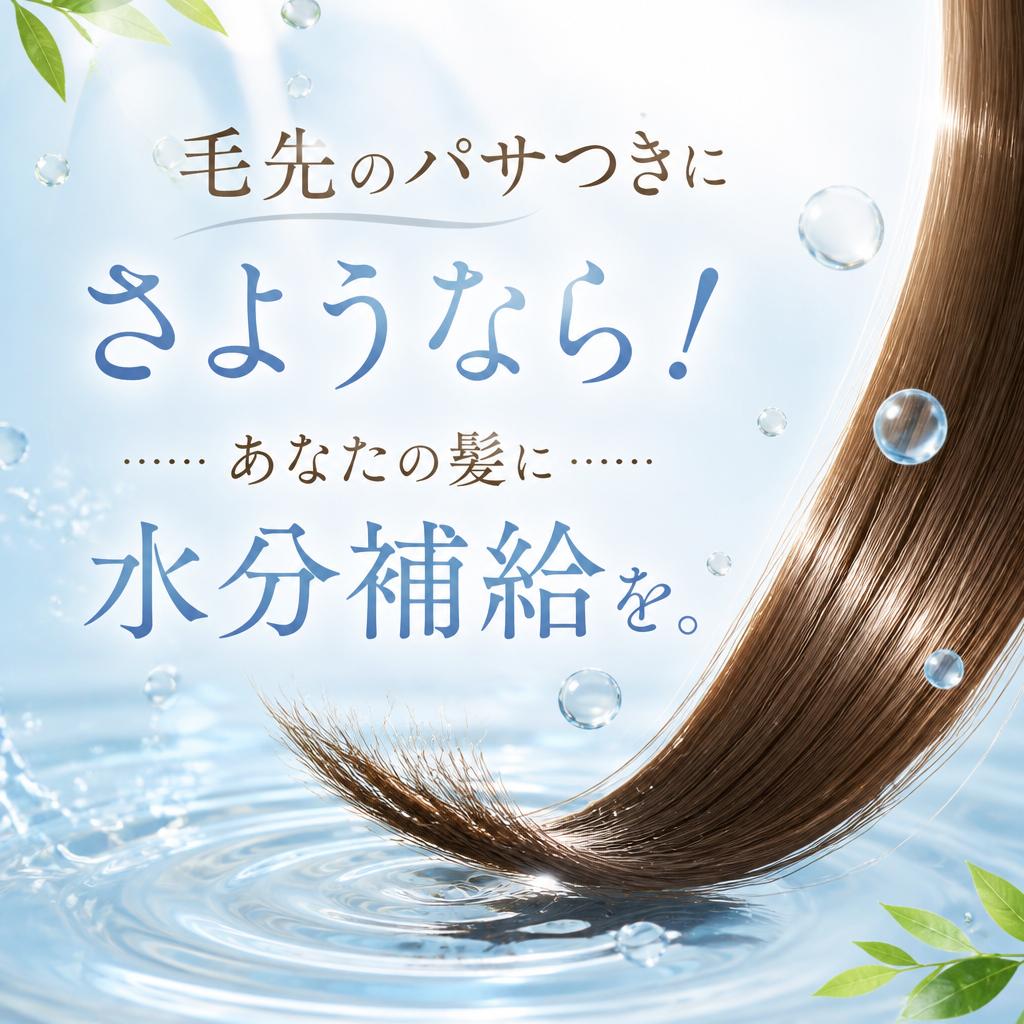 毛先のパサつきにさようなら！あなたの髪に水分補給を。