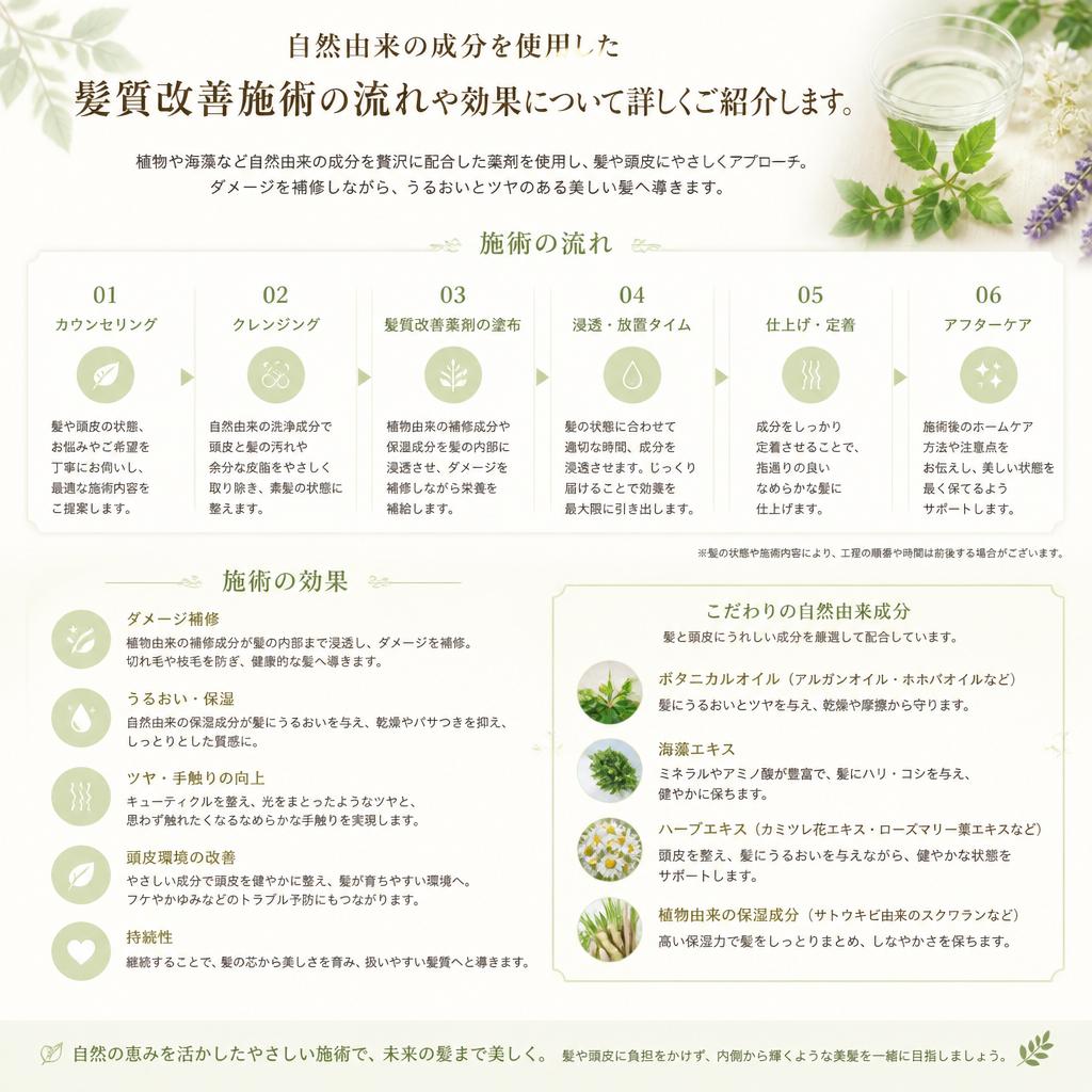 髪質改善のための施術内容