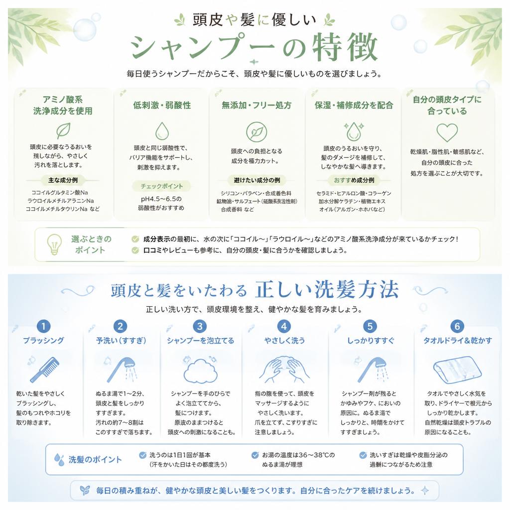 シャンプーの選び方と効果的な方法