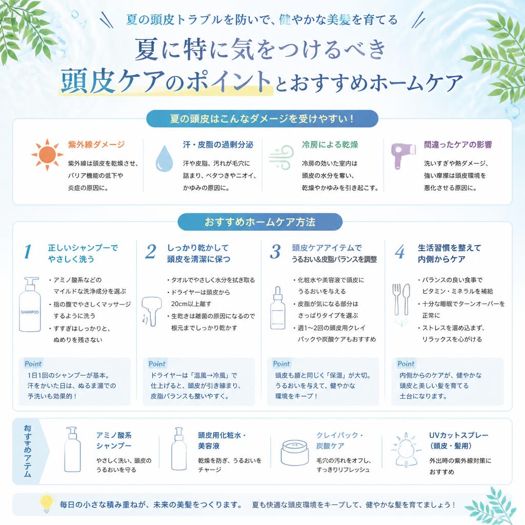 夏の頭皮ケアのポイント
