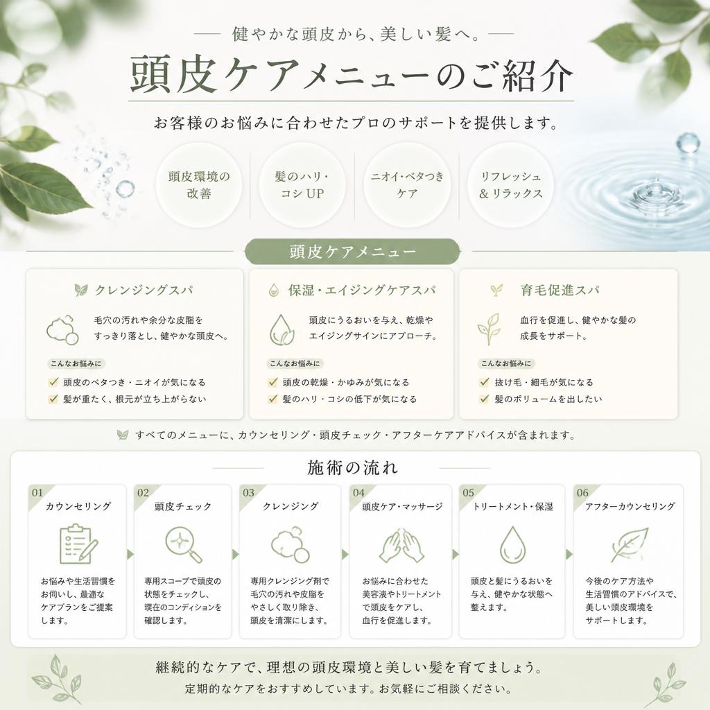 当サロンの頭皮ケアメニュー