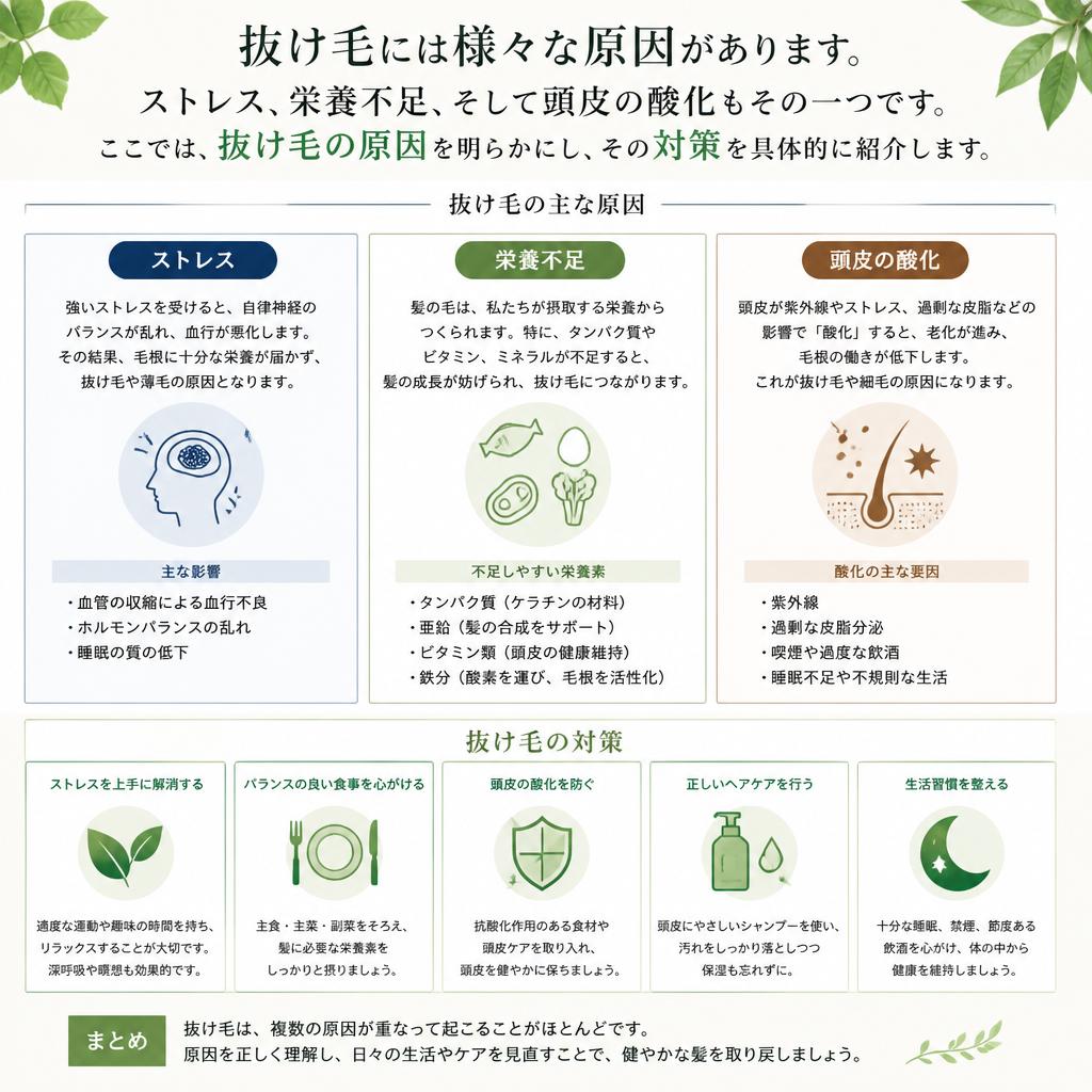 抜け毛の原因とその対策