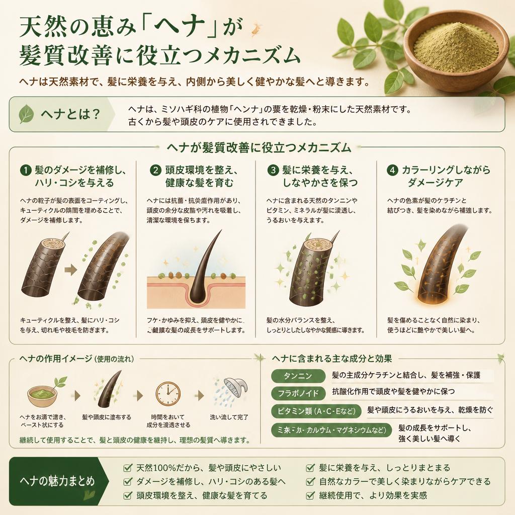 ヘナの力で髪に潤いを