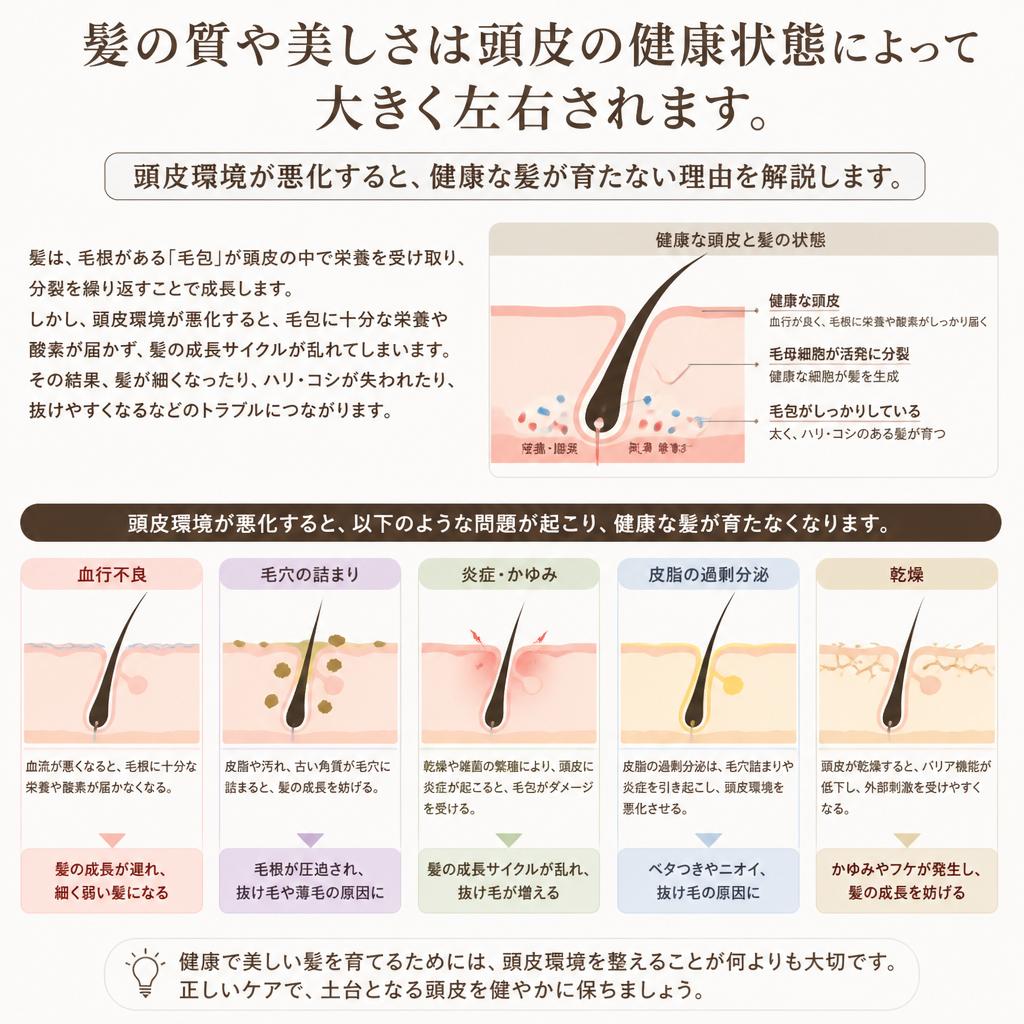 2. 頭皮の健康が髪に与える影響